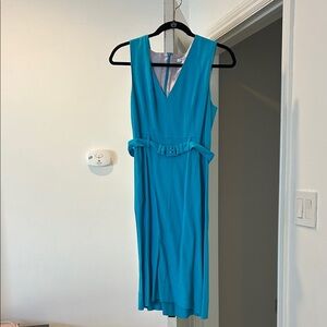 Diane Von Furstenberg Turquoise Belted Midi Dress